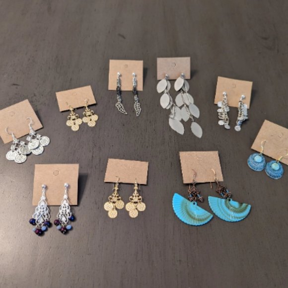 Dangle Earrings Lot of 9 Handmade Jewelry - Picture 1 of 7